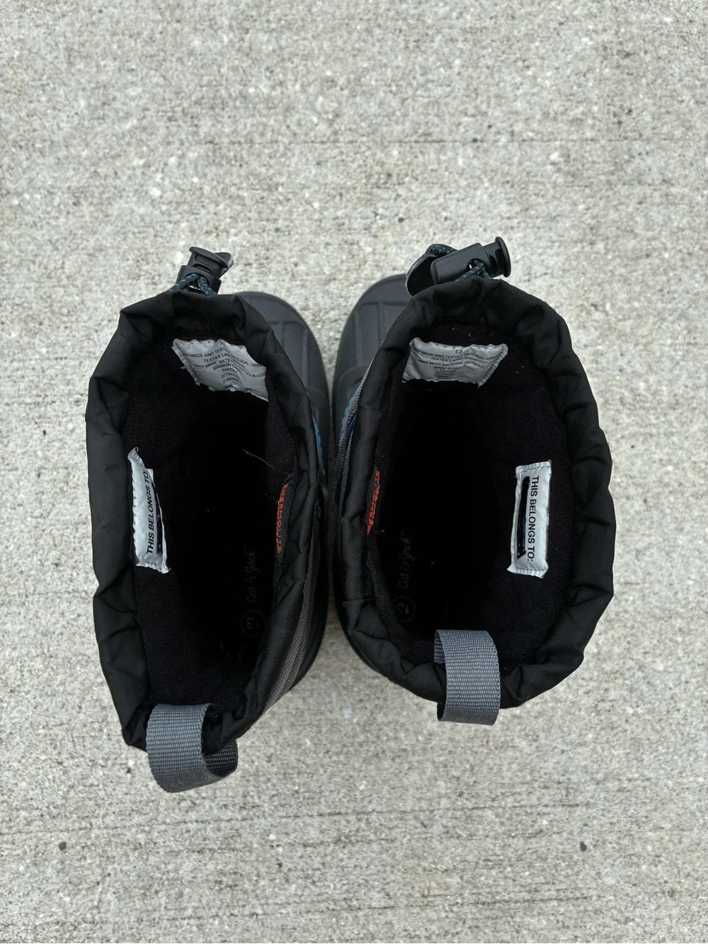 Cat and Jack Black Grey Blue Winter Snow Boots Toddler Kid Size 13